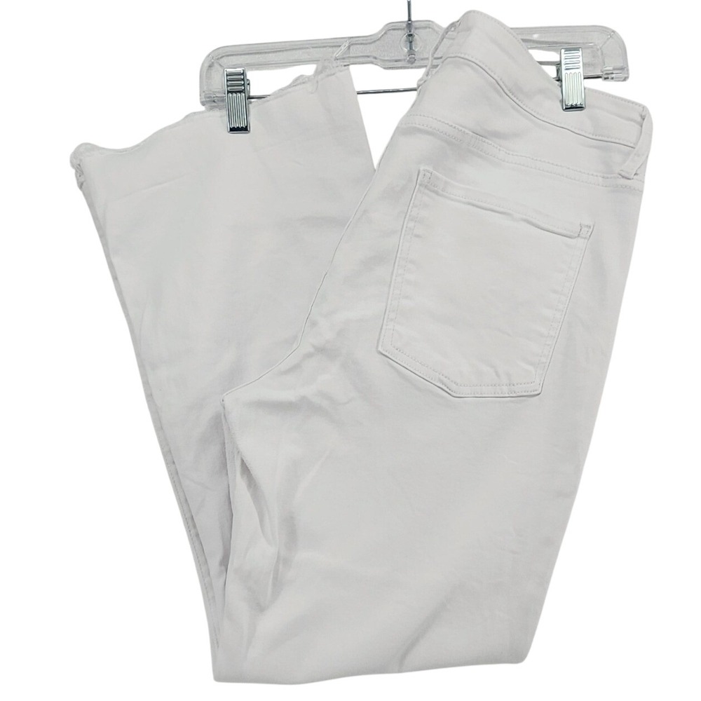KUT from the Kloth 12 White Cropped Flare Jeans Raw Hem Boho Coastal Summer - Picture 1 of 12